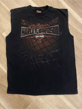 Harley Davidson Shirt Mens Large L Black Sleeveless Tank Top Oakland CA